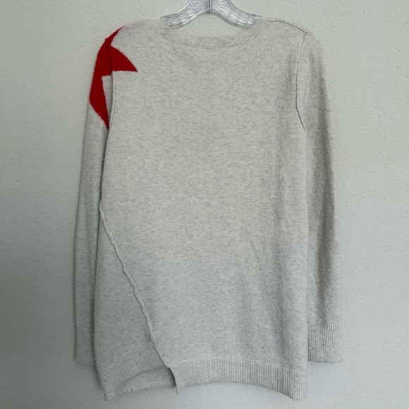 Pam & Gela Grey Red Star Print Sweater Size S Asymmetrical Wool Alpaca Blend - Picture 5 of 9